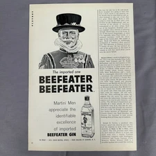 1964 Beefeater Gin Vintage Print Ad Martini Men Original Liquor Advertisement