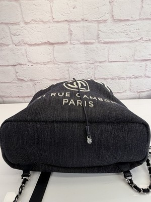 Chanel Deauville Large Navy Denim Canvas Drawstring Backpack Chanel Deauville Large Navy Denim Canvas Drawstring Backpack  main image 2