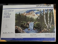WonderArt Sierra Latch Hook Rug Kit 30"x50" Waterfall & Wilderrness Scenery