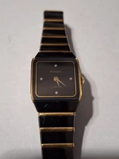 Vintage Women's Rado Anatom Jubile 21 Mm Ceramic And Gold Tone Watch