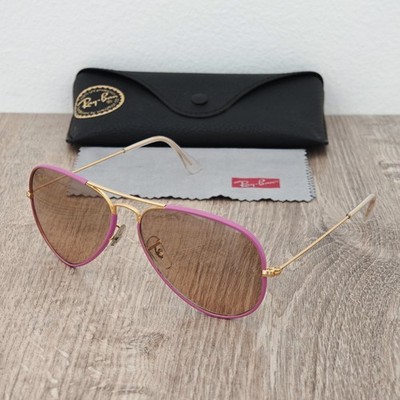 Ray-Ban Aviator RB 3025-J-M Full Color Sunglasses - Violet x Gold - 58mm - MINT