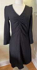 NWT Banana Republic Black Ruched Front Dress Size 0 XS Long Sleeve V-Neck
