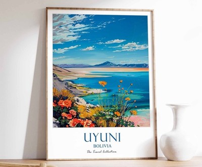 1_Uyuni Print, Uyuni Travel Poster, Bolivia Travel Print, Tropical Decor, Botani