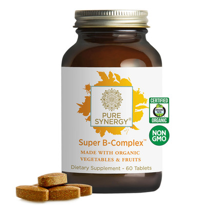 Pure Synergy Super B-Complex Vitamin B Complex Made Organic Whole Foods Vegan