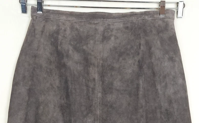 Falda de gamuza Dialogue ALine para mujer 22W Plus marrón 100 % cuero forrada con dardos invierno Foto 2 de 4