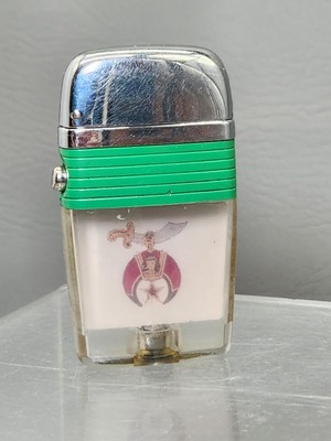 Vintage 60s Scripto VU Lighter Shriners Logo Green Band 
