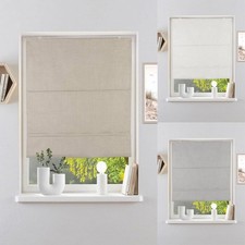 Raffrollo Faltrollo Riola in Leinen Optik Klemmfix ohne Bohren Verdunkelung