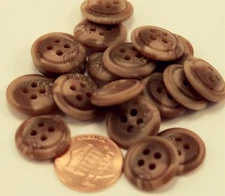 24 Matte Brown Swirl Domed Top Plastic Buttons 5/8" 15MM # 6188