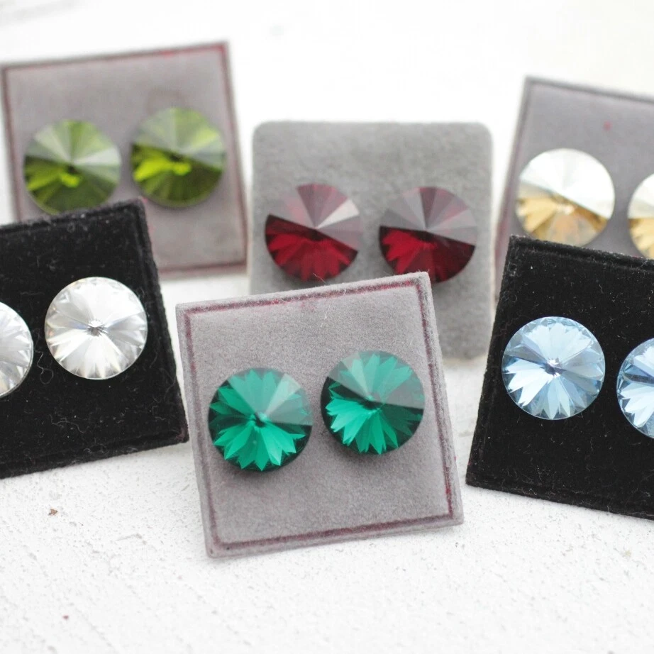 14 mm Swarovski Ohrstecker mit Swarovski Rivoli Kristalle, Ohrringe Damen Ohrsch - Bild 4 von 4