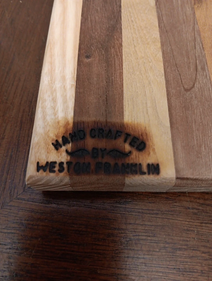 Hand Crafted Cutting Board 12 x 10 x 1 Mixed Hard Wood Beveled Edge - Image 3 of 4