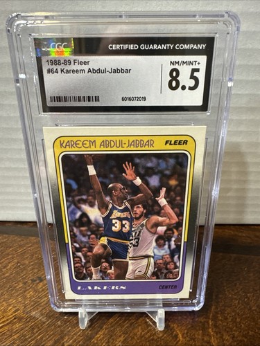1988 FLEER #64 KAREEM ABDUL-JABBAR CGC MINT 8.5 Graded Card - Picture 2 of 3