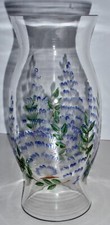 10" Etched Hand Painted Glass Hurricane Fern/Leaf Candle Chimney Shade