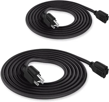 10ft Power Outdoor Extension Cord 3 Prong Outlets 2-Pack 16 AWG, 13 Amps 125V