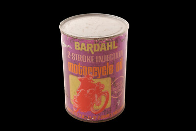 Vintage Bardahl 2 Stroke Injection Motorcycle Oil Can Full With Graphics