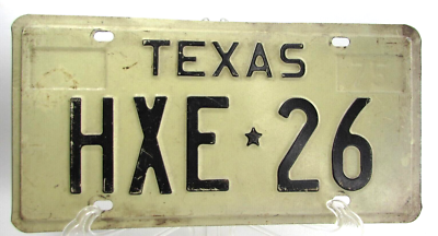 Vintage Texas 1975 Car Truck License Plate HXE 26 Black Star 