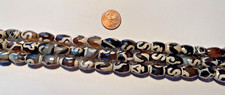 ETCHED AGATE BEADS 15" STRAND BROWN/WHITE 15/10MM 23-26 PCS OVAL BELOW WHOLESALE