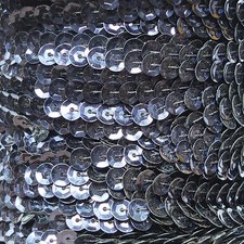 Navy Midnight Blue 5mm cup Sequin Trim Flat Stitched Strung by the yard 15'