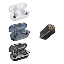 Tozo T10S Wireless Bluetooth Earbuds with C2 4 Port 65W USB-C Wall Charger