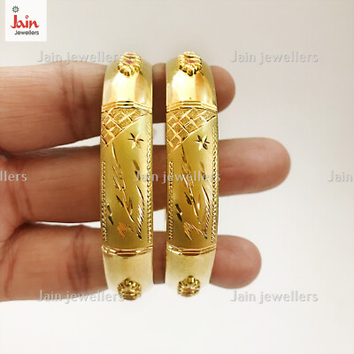 18 Kt, 22 Kt Real Gold Handmade Slip-On Bracelet Bangles 6 - 31