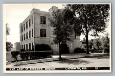 Ladysmith Wisconsin Our Lady Of Sorrows Church Real Photo Postcard RPPC 1930-50