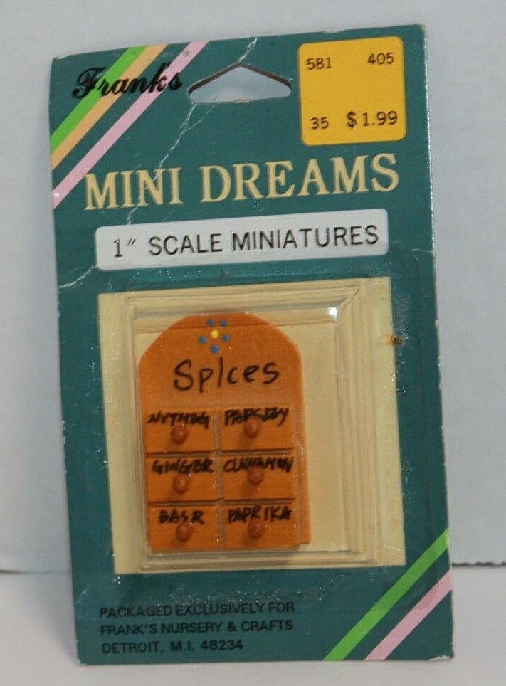 Vintage Dollhouse Miniatures Wooden Spice Rack NIP