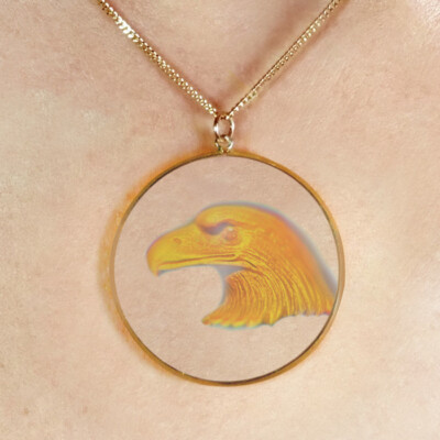 9 kt Gold Hologramm Anhänger - Adlerkopf (groß) + 20'' Kette