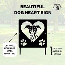 Whippet Name Sign or Heart Memorial Wall or Yard Plaque - Made in USA