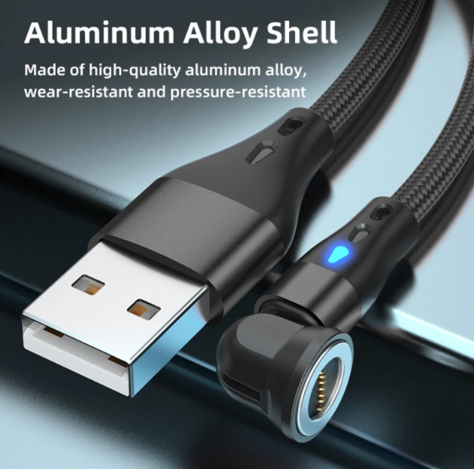 180+360° Rotate Magnetic Phone Cable Micro USB Type C Charger For iPhone Samsung - Image 4 of 4