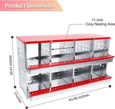 Chicken Nesting Box 8 Large Vented Holes Metal Poultry Nest Chicken Brooding Box