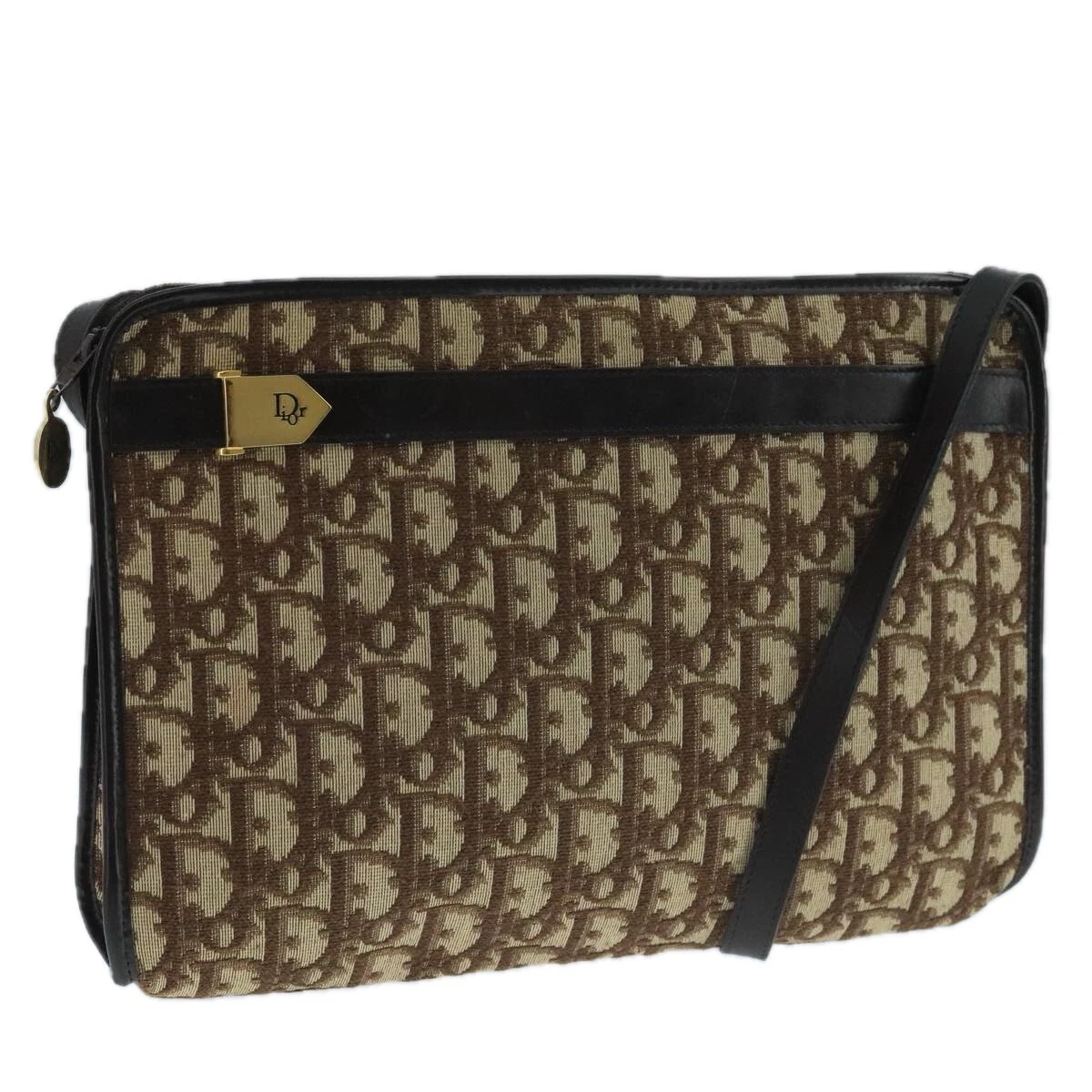 Sac bandoulière Christian Dior trotteur toile beige or authentique 104205