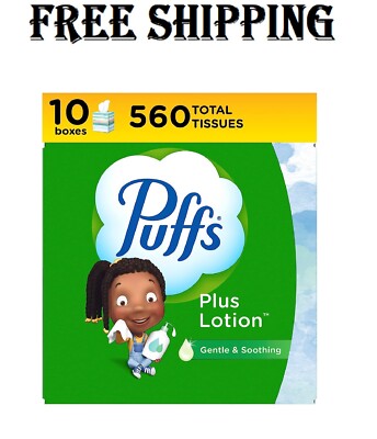 Puffs Plus Lotion Facial Tissues, 10 Cubes, 56 Tissues Per Box     