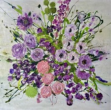 TEXTURED ABSTRACT  ACRYLIC PAINTING On Large 90 x 90cm Canvas By dianeplantart