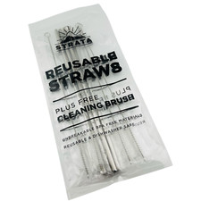 Metal Stainless Drinking Straws Reusable w/Cleaning Brushes - 10.5" X-Long 4 Pk.