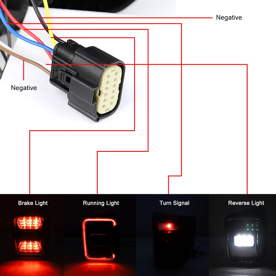 一对烟雾 LED 尾灯适用于吉普角斗士 JT Sport Overland Rubicon 2020 - 2022 — 第 3/4 张图片