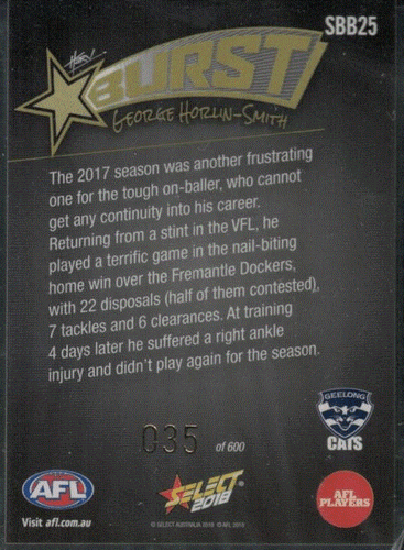 2018 AFL Select Footy Stars VARIOUS INSERTS HARD TO GET; Individual Card Sale. - Picture 8 of 28