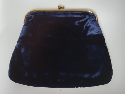 Bolso de Mano Vintage JR Azul Marino Terciopelo Plegable Kisslock - Imagen 5 de 20