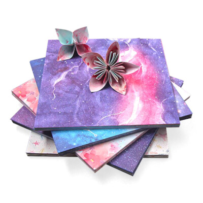 60/65Pcs Space Star Flower Origami Paper Double Sided Folding DIY Paper Craf-wy
