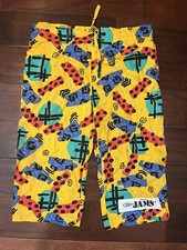 Vtg COTTON Jams Retro Funky 80's Print Long Board Surf Shorts 32" W 26" Small