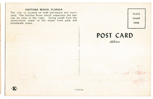 DAYTONA BEACH Aerial View Looking South From Seabreeze Blvd Florida FL Postcard - Picture 2 of 2