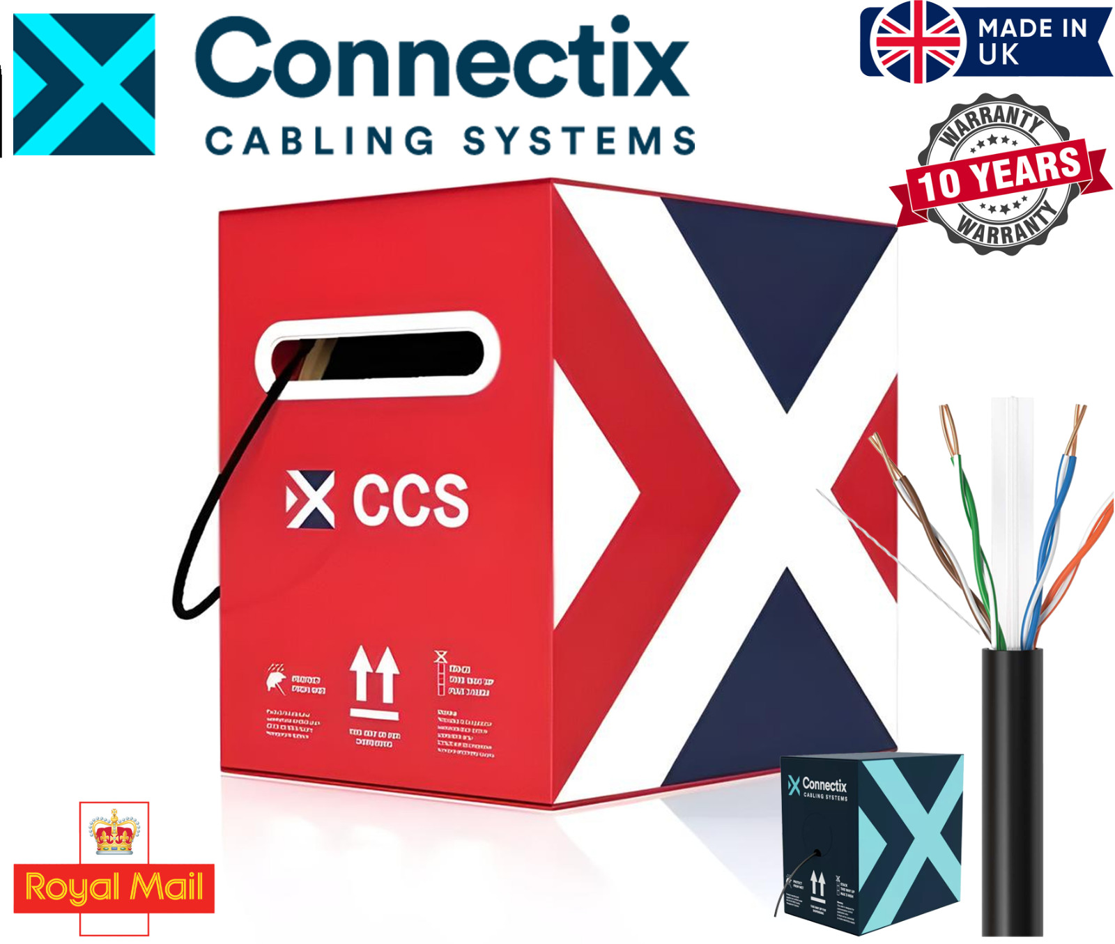 Cat6 Ethernet External Cable 100m REEL 100% Solid Copper POE Data Networking LAN