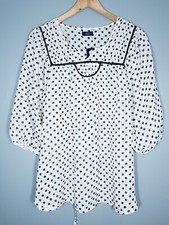 BNWT NEW FLORENCE AND FRED DRESS BLOUSE SPOTTY SHEER BEIGE BLACK SUMMER CA925