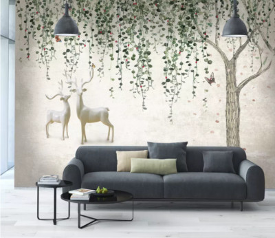 3D Branch Deer 2535 Wallpaper Mural Wall Print Wall Wallpaper Murals US Coco
