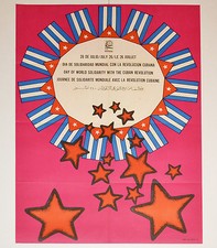 1975 Cuban Political Poster.Cold War Graphics.Fidel Castro Revolution.Cuba art