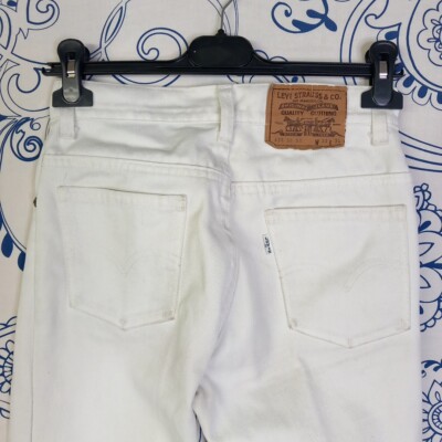 LEVI'S 630 Made In France W28 L36 JEANS WEISS WHITE DENIM ZIP HOSE WEISS