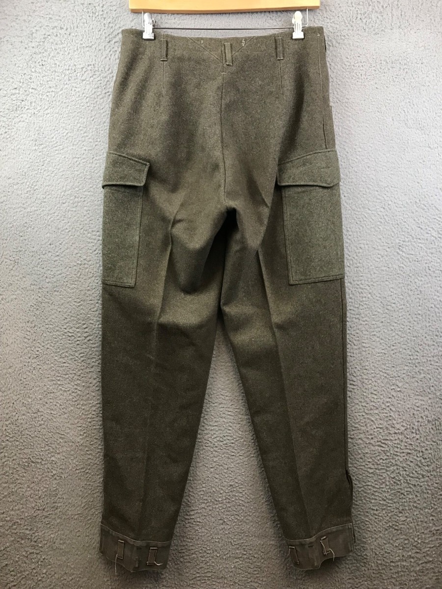VINTAGE 40s Swedish Crown WWII Army Pants Wool Cargo