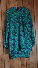 Maggy Green Flower Blouse and Skirt with Fuchsia Accents Set