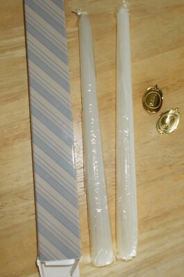 Vintage Avon Personalized 10'' Taper Candles w/ brass Initial Tacks ''D'' Set of 2