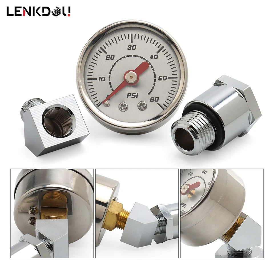 Manómetro de presión de aceite 0-60 PSI para Harley Shovelhead FX FL Big Twin Touring Softail Foto 3 de 4