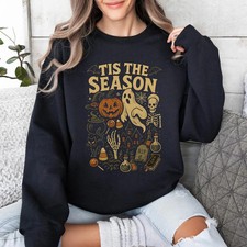 Retro Halloween Sweatshirt Tis the Season Spooky Fall Autumn Ghost