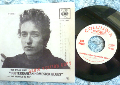 BOB DYLAN 45 RPM 7'' VINYL - Subterranean Homesick Blues 2011 REISSUE
